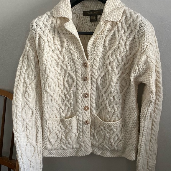 Merino Wool Cable Knit Cardigan Sweater - Picture 12 of 12